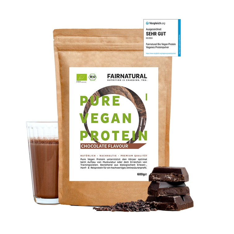 Proteína vegana en polvo de chocolate sin soja