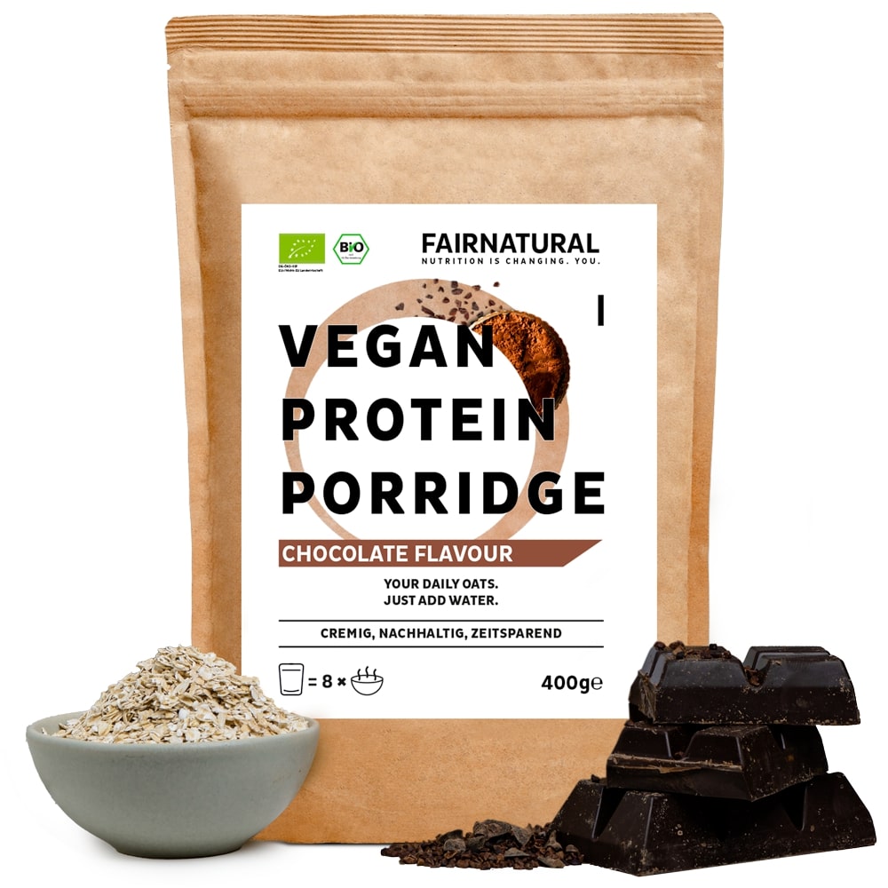 Gachas de proteínas orgánicas de chocolate vegano