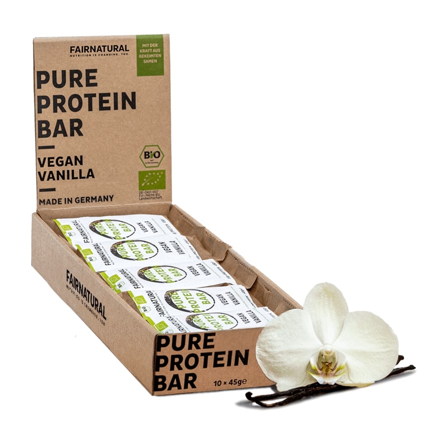 Barrita de proteínas ecológica vegana de vainilla sin soja