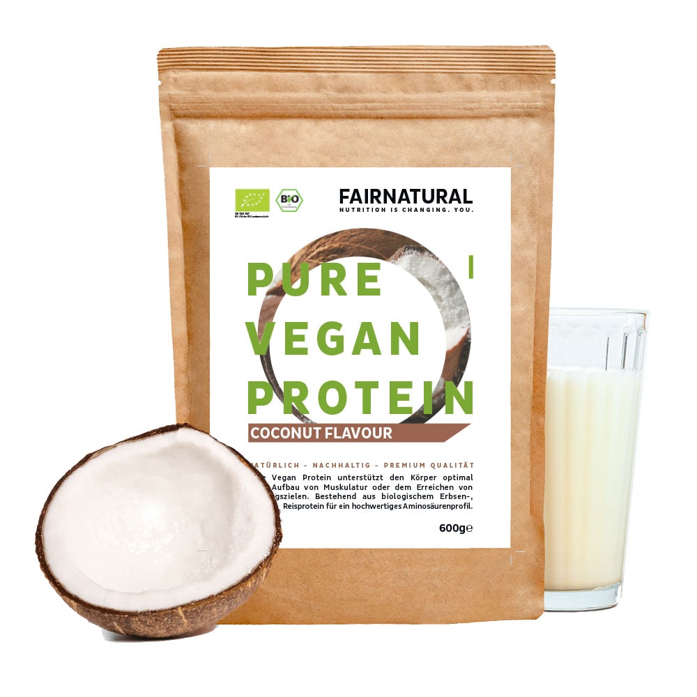 Proteína orgánica vegana en polvo de coco sin soja